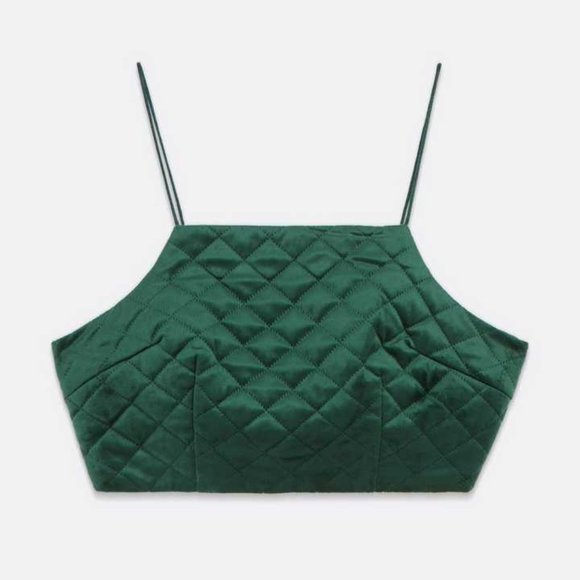 Pink Vanilla Green Quilted Crop Cami - Picture 1 of 5